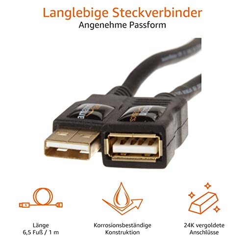 USB 2.0-Verlängerungskabel A-Stecker auf A-Buchse, 2 m - 3